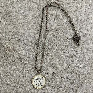 "Saved By Grace" Silver-Tone Pendant Necklace